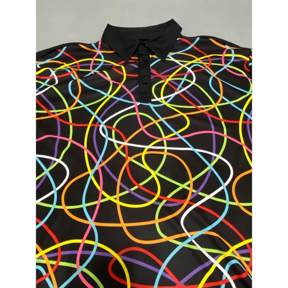 Loudmouth Mens XXL Black Multi Color Abstract Swirl Short Sleeve Golf Polo Shirt - Picture 8 of 8